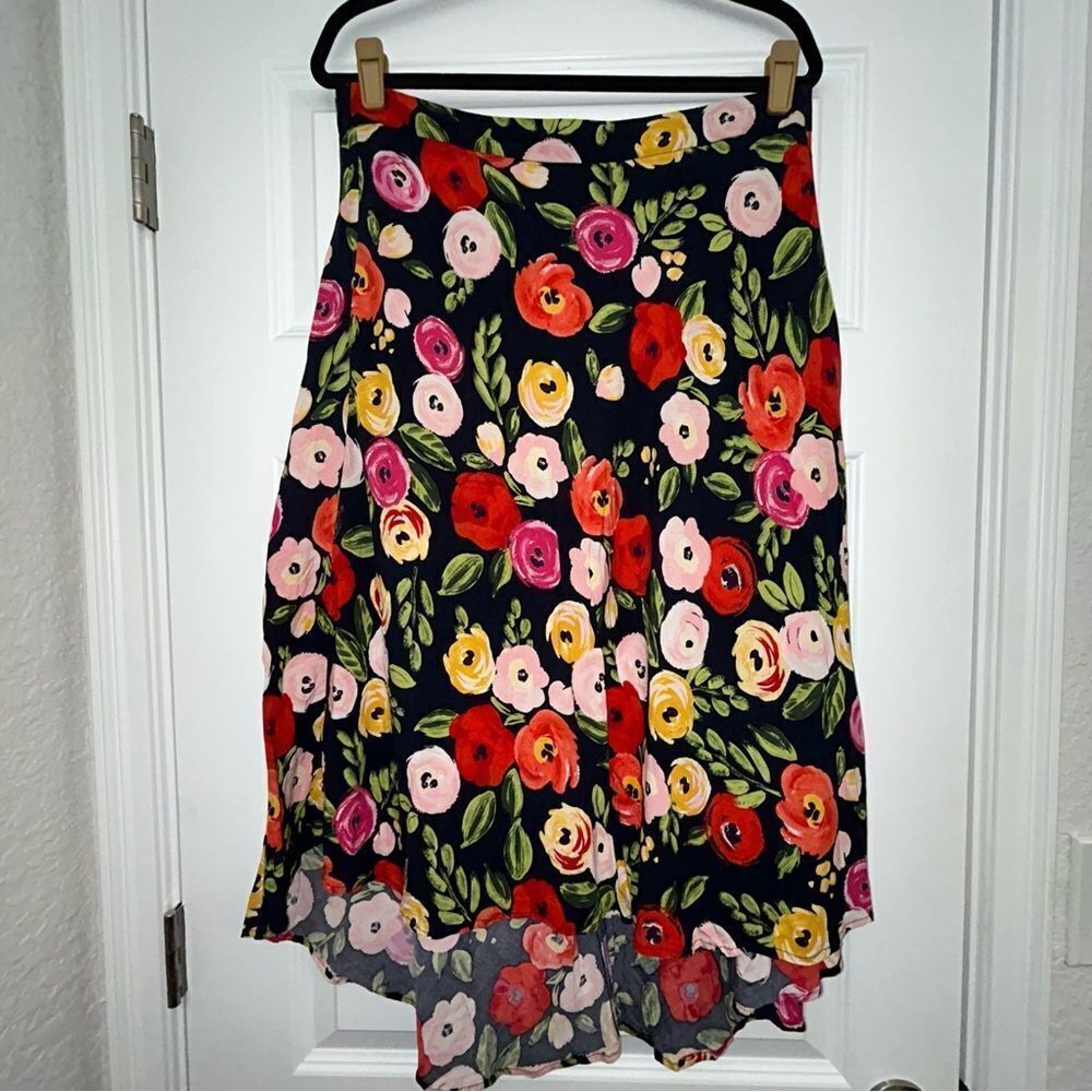 Lane Bryant Floral Print Pull On Midi Maxi Skirt